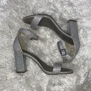 WORTHINGTON SPARKLY SILVER CHUNKY HEELS